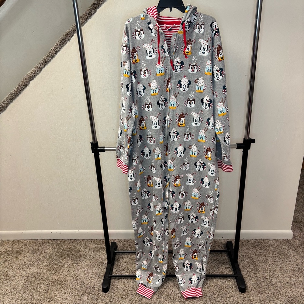 Disney Parks Mickey and Friends Holiday Adult XL One Piece Pajamas NWT - Picture 2 of 6